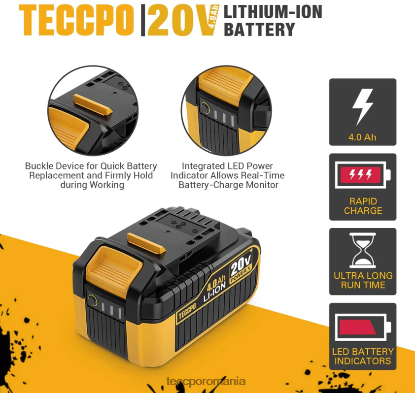 TECCPO 20/18v max 4,0 ah litiu-ion acumulator mare capacitate VF0BR67 accesorii