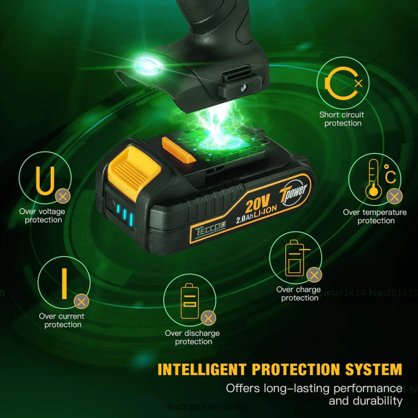 TECCPO Baterie reîncărcabilă litiu-ion 20/18v max 2.0ah pentru toate sculele electrice fără fir de 20/18v - zpk18hs2000 VF0BR66 accesorii