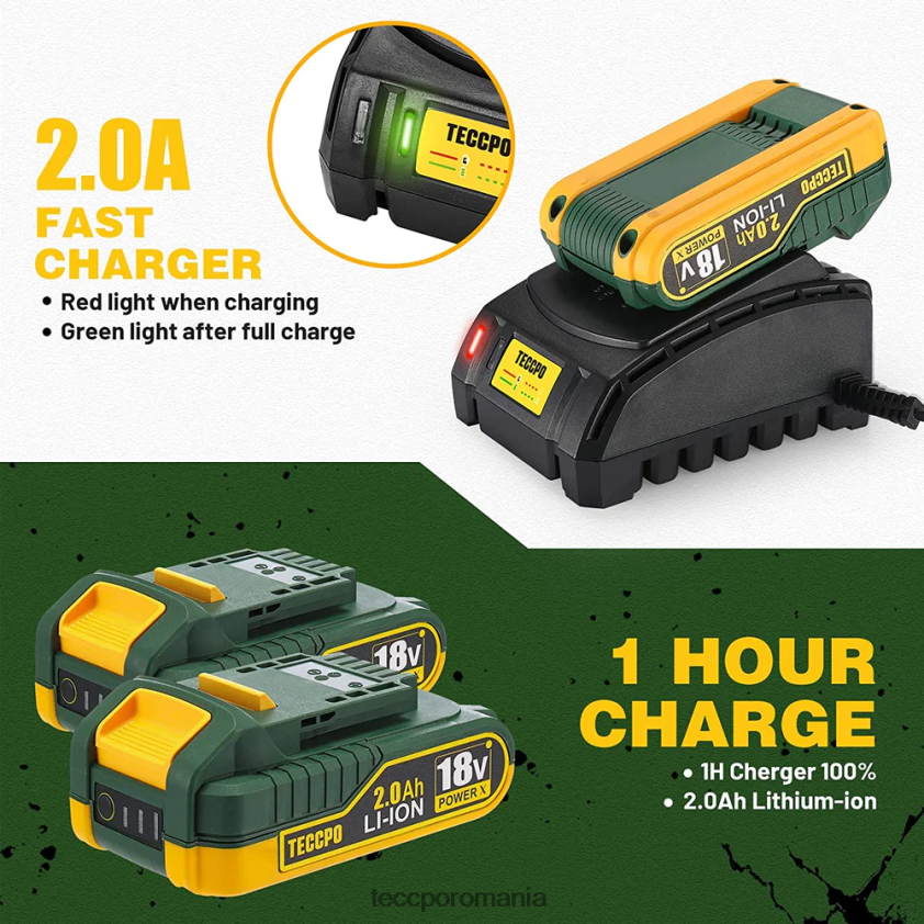TECCPO Baterie reîncărcabilă litiu-ion 20/18v max 2.0ah pentru toate sculele electrice fără fir de 20/18v - zpk18hs2000 VF0BR66 accesorii