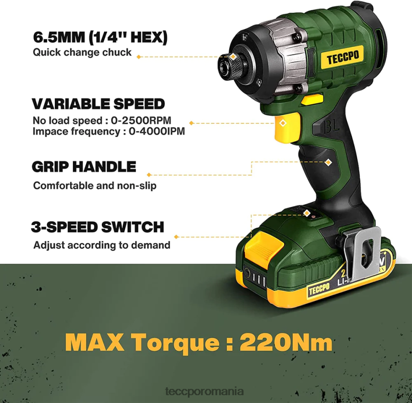TECCPO mașină de găurit cu acumulator mtd680b VF0BR11 burghie și șoferi