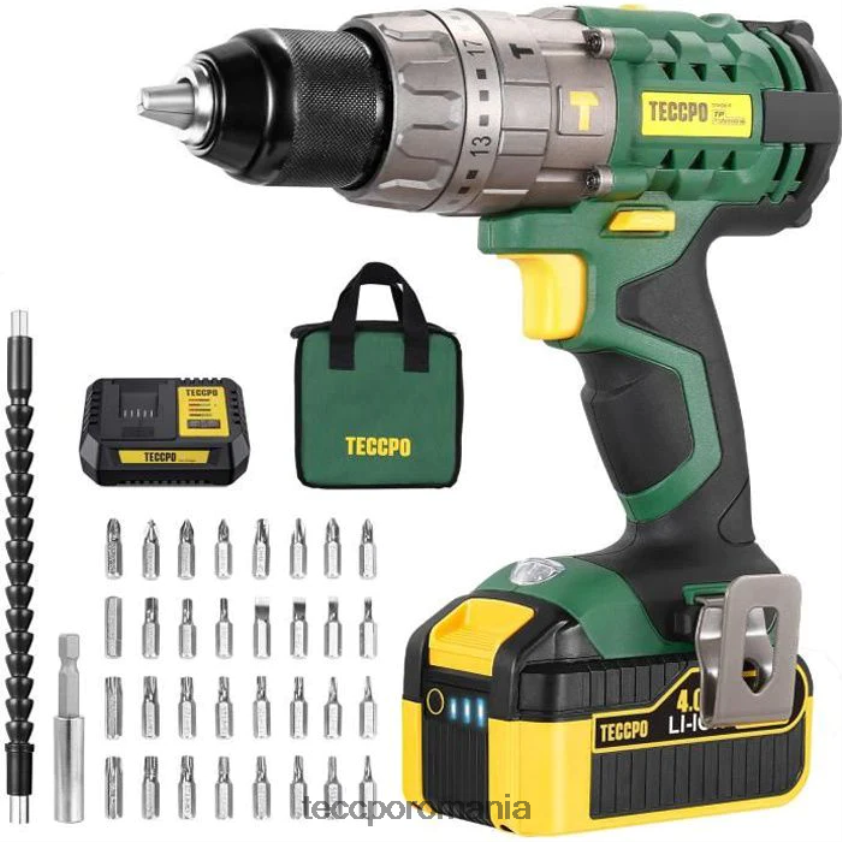 TECCPO mașină de găurit cu șurub cu acumulator 2.0/4.0ah baterie cu 30/34 de accesorii VF0BR9 burghie și șoferi