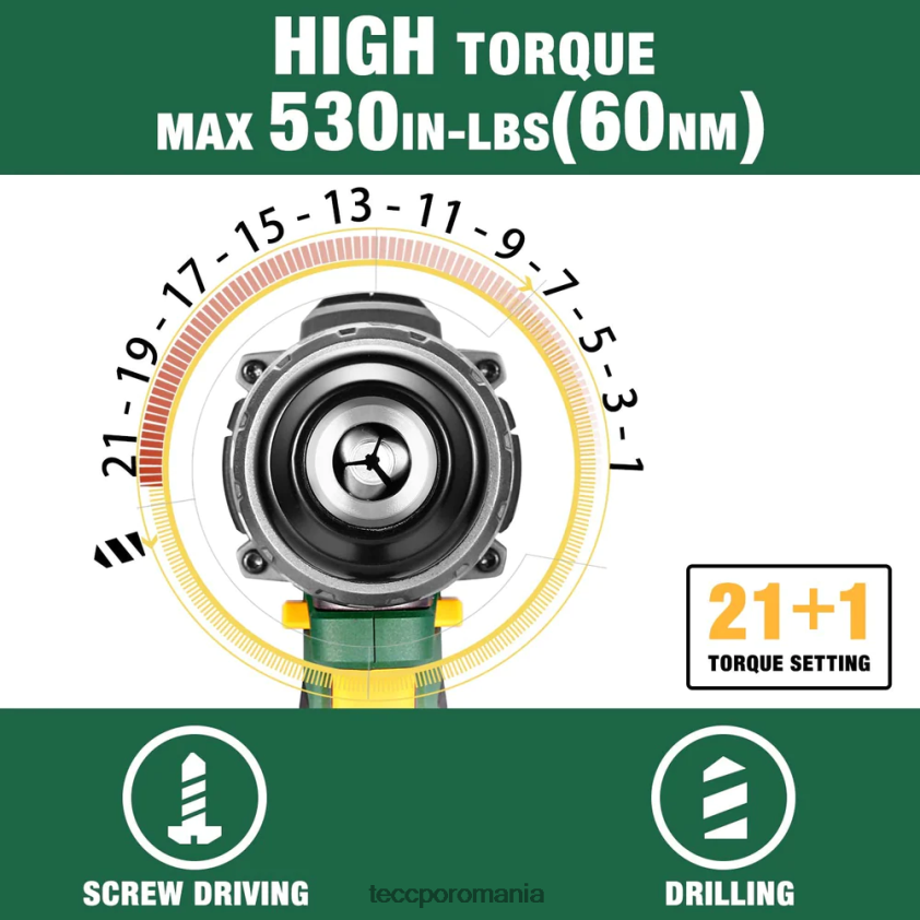 TECCPO set de găurit fără fir VF0BR2 burghie și șoferi