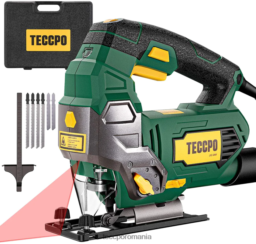 TECCPO Fierăstrău alternativ cu cablu de 6,5 amperi, 3000 spm, cu ghidaj laser VF0BR21 prelucrarea lemnului