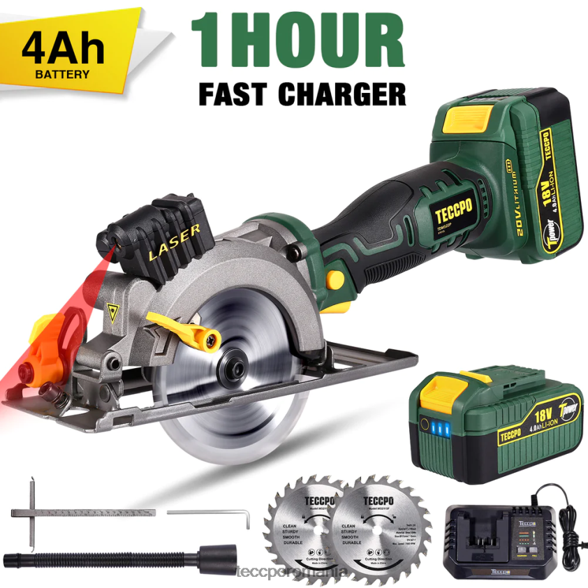 TECCPO ferăstrău circular fără fir 20v 4-1/2" 4500rpm ferăstrău circular compact cu laser VF0BR16 prelucrarea lemnului