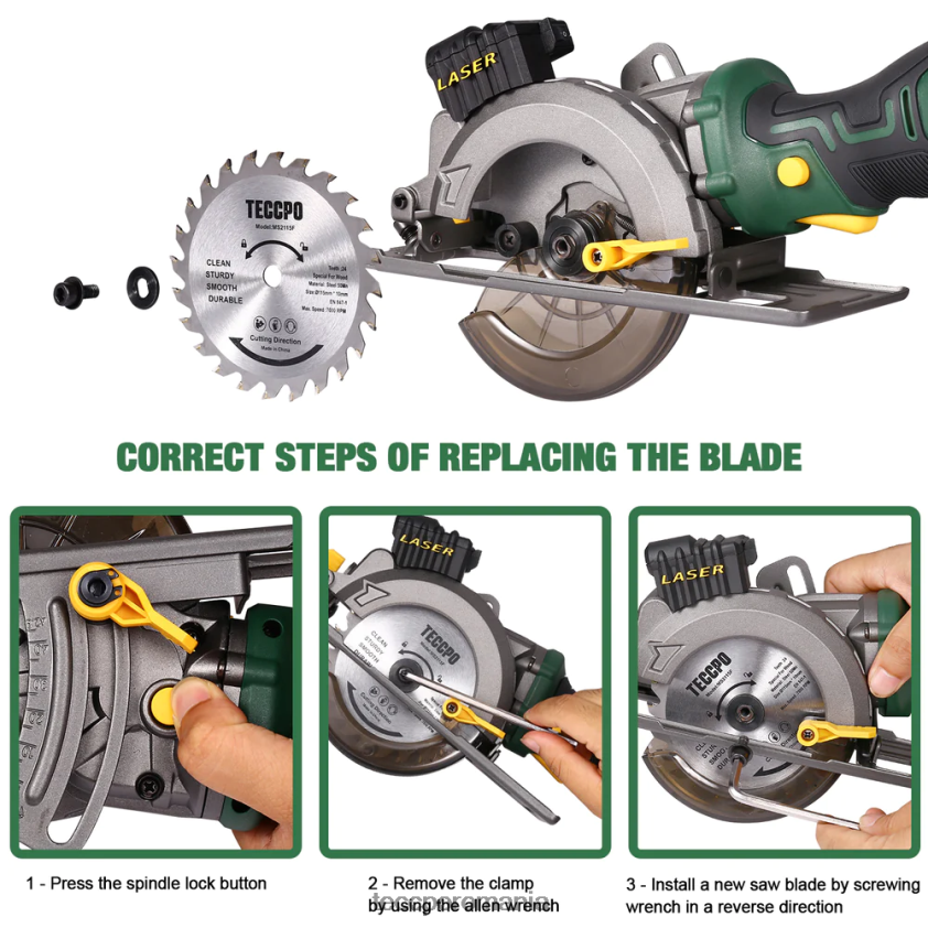 TECCPO ferăstrău circular fără fir 20v 4-1/2\" 4500rpm ferăstrău circular compact cu laser VF0BR16 prelucrarea lemnului