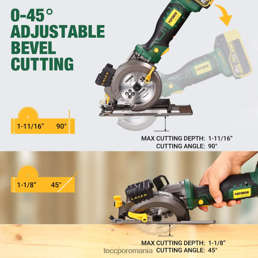 TECCPO popoman 20v max 4-1/2\" ferăstrău circular fără fir VF0BR33 prelucrarea lemnului